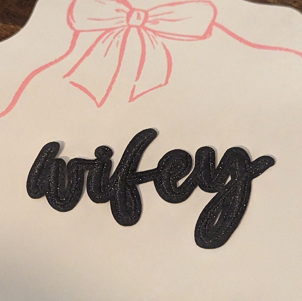 2 For $5: Wifey Black Glitter Iron On Patch New!